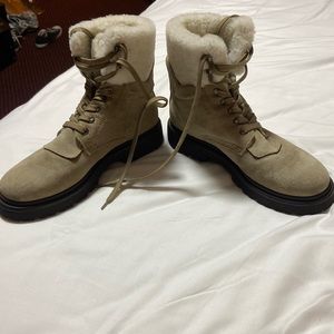 Moncler neutrals Suede color Pattern combat boots brand new
